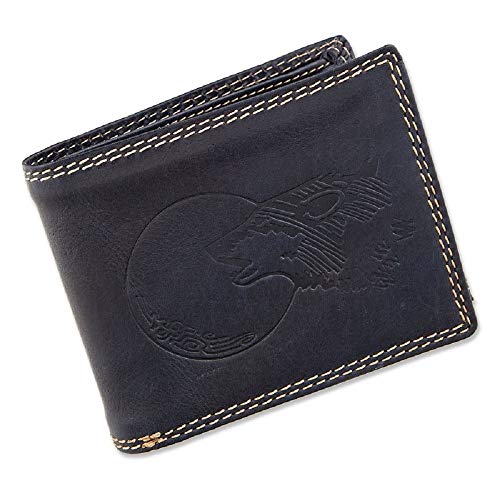 Herren Geldbörse Portmonee Portemonnaie Geldbeutel Echtes Leder Wolf vor Dem Mond Navy Black Schwarz Herren Geldbörse Portmonee Portemonnaie Geldbeutel Echtes Leder Wolf vor Dem Mond Navy Black Schwarz von lordies