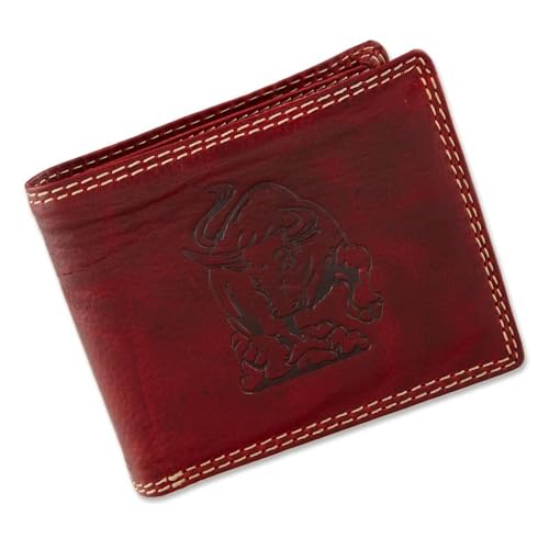 lordies Hochwertige Geldbörse aus Wasserbüffel Leder mit Bullen Motiven Red Rot von lordies