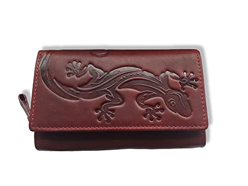 Jockey Club echt Leder Geldbörse Portemonnaie Geldbeutel Sauvage Leder mit RFID Schutz Gecko Rot von lordies