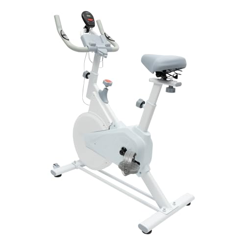 Heimtrainer Fitnessbikes mit Magnetischem Widerstand Einstellbar Hometrainer Fahrrad bis 80kg Fahrradergometer Leise Ergometer Höhenverstellbar Fahrradtrainer Indoor Heimtrainer Bike zuhause, Weiss von lousriyy