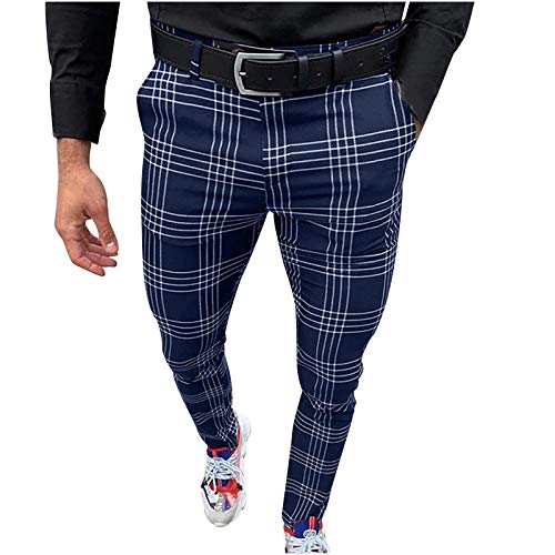 Herren Chino Karierte Stoffhose mit Taschen Lange Regular Fit Stretch Hose Karo-Muster Herrenhose Baumwollhose Männerhose Freizeithose für Männer Herren Chino Karierte Stoffhose mit Taschen Lange Regular Fit Stretch Hose Karo-Muster Herrenhose Baumwollhose Männerhose Freizeithose für Männer von luoluoluo