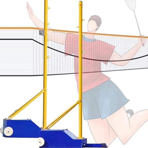 Volleyballnetz, Badmintonnetz, tragbar, freistehend, mit Stabiler Basis, einfache und schnelle Installation, leicht zu bewegen mit Rädern,H1:1.55m-2.03m von lwjunmm