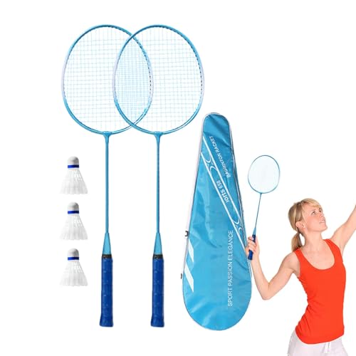 lwxij Badmintonschläger, Badminton-Set für Erwachsene,Stoßdämpfendes Badminton-Ausrüstungsset für Erwachsene und Kinder - Badmintonschläger mit weichem und bequemem Griff für sportbegeisterte Freunde von lwxij