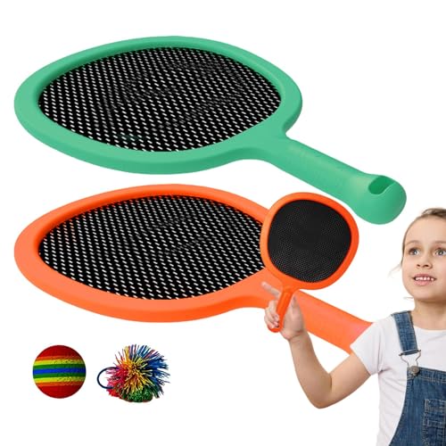 lyanny Badminton-Set für Kinder,Kinder-Badmintonschläger,2er-Set Kinder-Badmintonschläger mit 2 bunten Bällen | Hinterhof-Außensportspiel, Outdoor-Schläger-Sportspielzeug für Kinder, von lyanny