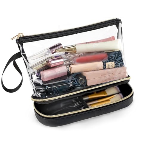 lyanny Kulturbeutel für Reisen, transparente Make-up-Taschen mit Reißverschluss - Doppellagige Reisetasche mit Reißverschluss - Wasserdichter Make-up-Aufbewahrungsorganisator, Kulturbeutel mit großem von lyanny