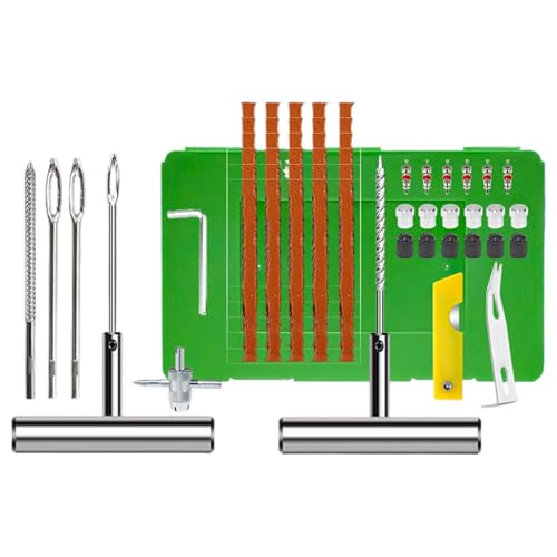 lyanny Reifenreparatur-Steckersatz, Hochleistungs-Autowerkzeugsatz, Rostfreies Reifenreparaturset und Werkzeuge, Kfz-Werkzeuge, robustes Kfz-Werkzeugset, hohe Festigkeit, für PKW, LKW, Motorräder, ATV von lyanny