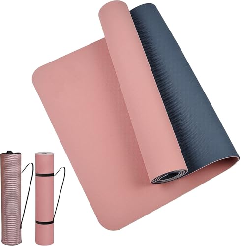 m Mu Tpe Yogamatte, Weiche Dünne Doppelseitige Rutschfeste Trainingsmatte Mit Hoher Dichte Wasserdicht Größe 183X61X0,11Cm, Mit Tasche Und Tragegurt, Für Pilates, Sport, Workout, Fitness, Meditation von m MU