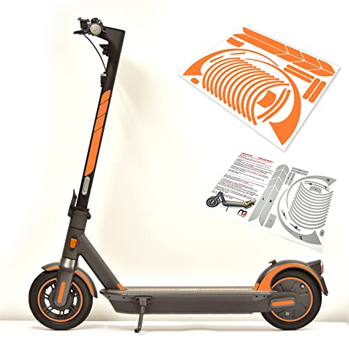 m2medien Aufkleber-Set/Sticker Set - 25-teilig auf 34x22cm Bogen geeignet für Segway Ninebot Max g30d E-Scooter (Orange Reflektierend) von m2medien