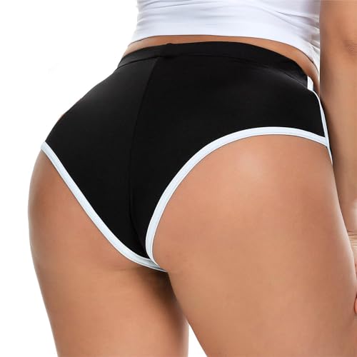mDsD Damen Shorts Sexy Sommer Hotpants Frauen Laufende elastische Sport Shorts für Laufen Yoga (schwarz,XL) von mDsD