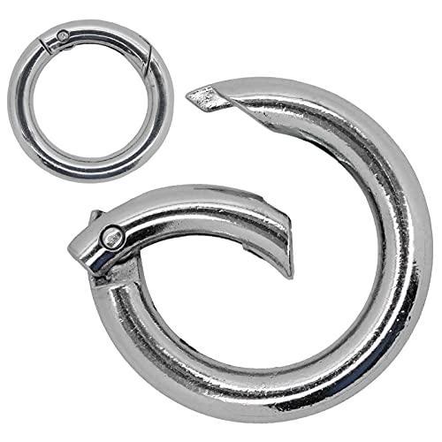 1 Ring Karabiner Innen-Ø Größenwahl Farbwahl Metall Ringkarabiner Schlüssel, Farbe:Silber, Größe:Rund | 34mm x 6mm von maDDma
