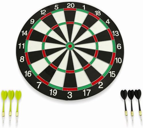 made2trade Dartboard Set mit 6 Pfeilen und Wandbefestigung, klassisches Design, 42.5 cm Durchmesser von made2trade