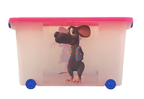 made2trade Spielzeugkiste (Multibox) mit Rollen | Maus-Muster und pinken Deckel von made2trade