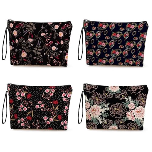 Kosmetiktasche Blume Schminktasche Tragbare Reise Kosmetiktasche Set,Klein Niedliche Vielseitige Geldbörse Klein, Kosmetiktasche Damen,Reißverschlusstasche Kosmetik Tasche von malxlaw