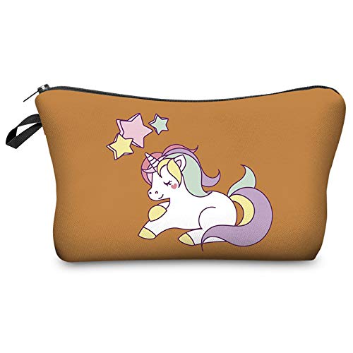 Kosmetiktasche Mustard Yellow Unicorn Schminktasche Tragbare Reise Kosmetiktasche Klein Niedliche Vielseitige Make Up Bag Kosmetiktasche Damen Reißverschlusstasche Schminktasche Klein Mädchen von malxlaw