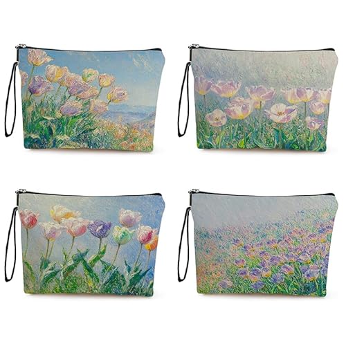 Kosmetiktasche Ölgemälde Von Blumen Schminktasche Tragbare Reise Kosmetiktasche Set,Klein Niedliche Vielseitige Geldbörse Klein, Kosmetiktasche Damen,Reißverschlusstasche Kosmetik Tasche von malxlaw