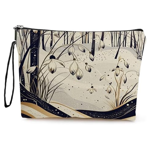 Kosmetiktasche Schneeblumen Schminktasche Tragbare Reise Kosmetiktasche Set,Klein Niedliche Vielseitige Geldbörse Klein, Kosmetiktasche Damen,Reißverschlusstasche Kosmetik Tasche von malxlaw