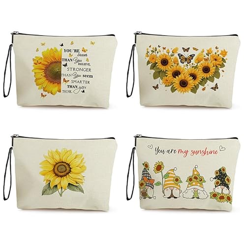 Kosmetiktasche Sonnenblume Schminktasche Tragbare Reise Kosmetiktasche Set,Klein Niedliche Vielseitige Geldbörse Klein, Kosmetiktasche Damen,Reißverschlusstasche Kosmetik Tasche von malxlaw