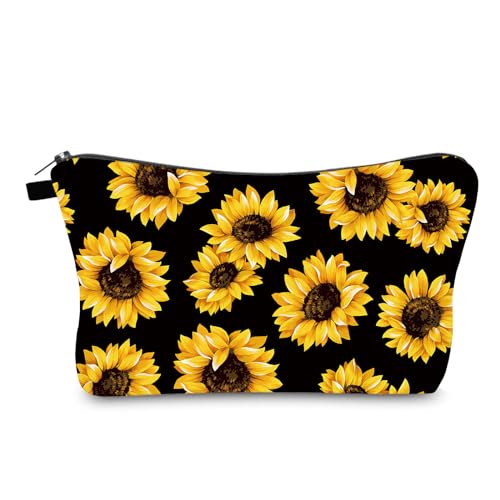 Kosmetiktasche Sunflower Schminktasche Tragbare Reise Kosmetiktasche Klein Niedliche Vielseitige Make Up Bag Kosmetiktasche Damen Reißverschlusstasche Schminktasche Klein Mädchen von malxlaw