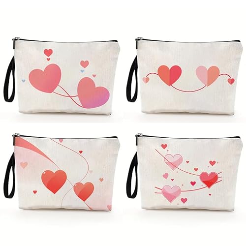 Kosmetiktasche Valentinstag Liebe Schminktasche Tragbare Reise Kosmetiktasche Set,Klein Niedliche Vielseitige Geldbörse Klein, Kosmetiktasche Damen,Reißverschlusstasche Kosmetik Tasche von malxlaw