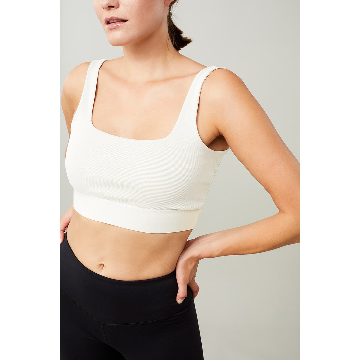 Mandala Ribbed Sport Bra Damen (Weiß M ) Fitnessbekleidung von mandala