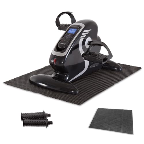 2in1 Arm- und Beintrainer Mini Bike Pedaltrainer mit Motor, inkl. Trainingsdisplay, Massage-Handgriffe Anti-Rutschmatte, ideal für Senioren, Mini Heimtrainer schwarz von maxVitalis