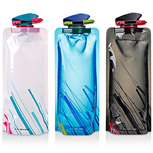 maxin Faltbarer Wasser-Flaschen-Satz von 3, Flexible zusammenklappbare Wiederverwendbare für das Wandern, Abenteuer, das Reisen, 700ML. maxin Faltbarer Wasser-Flaschen-Satz von 3, Flexible zusammenklappbare Wiederverwendbare für das Wandern, Abenteuer, das Reisen, 700ML. von maxin