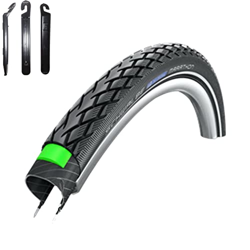 1 x Schwalbe Marathon Eco G-Guard Fahrradreifen Schwarz mit Reflex 40-635 (28 x 1 1/2) inkl. maxxi4you Reifenheber von maxxi4you