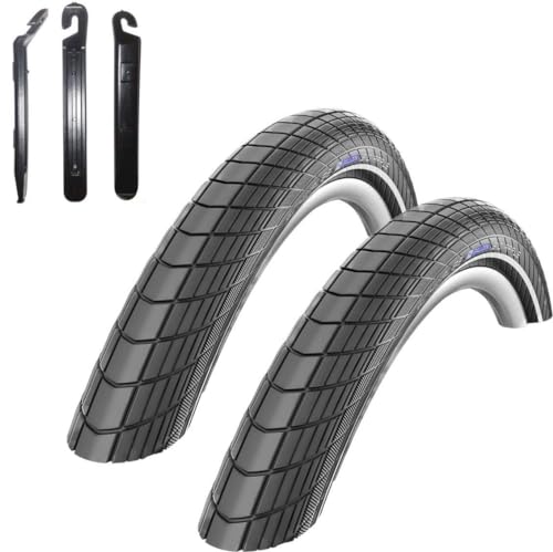 2 x Schwalbe Big Apple RaceGuard Fahrradreifen E-25 Fahrradmantel Decke mit Reflexstreifen 50-559 (26 x 2.00) inkl. Reifenheber von maxxi4you