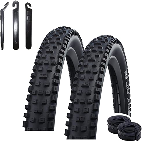 2 x Schwalbe Nobby NIC Addix Performance E-50 Fahrradreifen Fahrradmantel 57-622 (29 x 2,25) + 2 Schwalbe AV19 Schläuche inkl. 3 Reifenheber von maxxi4you