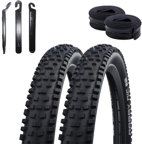 2 x Schwalbe Nobby NIC Addix Performance E-50 Fahrradreifen Fahrradmantel 57-559 (26 x 2,25) + 2 Schwalbe Schläuche AV13 inkl. 3 Reifenheber von maxxi4you