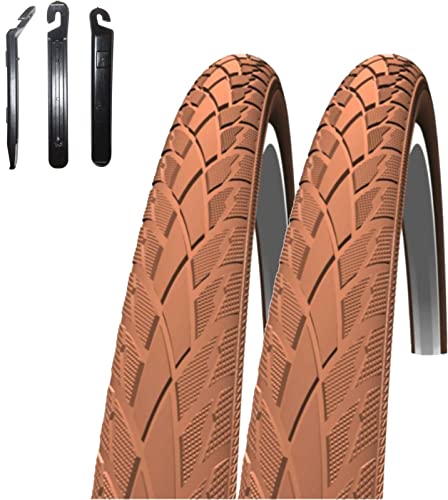 2 x Schwalbe Road Cruiser Fahrradreifen Braun 47-559 (26 x 1,75) inkl. 3 Reifenheber von maxxi4you