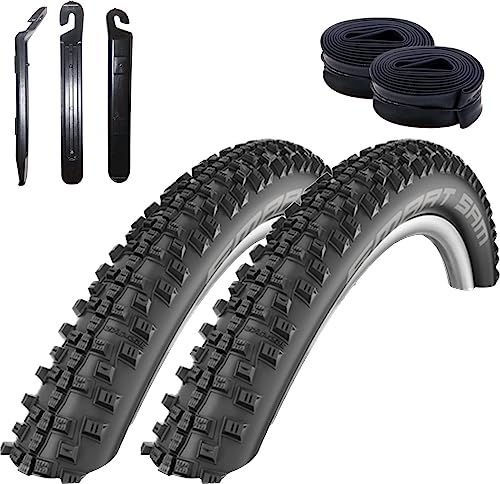 2 x Schwalbe Smart Sam Performance Fahrradreifen Fahrradmantel 60-507 (24 x 2,35") + 2 x Schwalbe Schläuche DV10 inkl. Reifenheber von maxxi4you