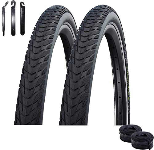 2X Schwalbe Marathon E-Plus Smart D-Guard E-50 Schwarz-Reflex 40-622 + 2X Schwalbe Schläuche SV17 60mm inkl. Reifenheber 2X Schwalbe Marathon E-Plus Smart D-Guard E-50 Schwarz-Reflex 40-622 + 2X Schwalbe Schläuche SV17 60mm inkl. Reifenheber von maxxi4you