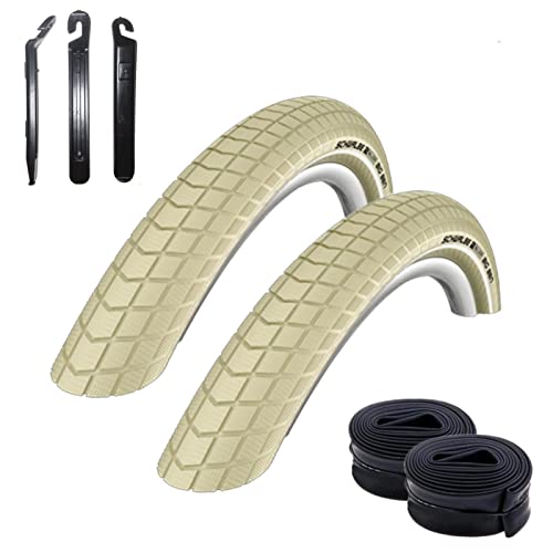 Angebot-Set / 2 x Schwalbe Big Ben K-Guard mit Reflex in Creme 50-622 (28 x 2.00) + 2 Schwalbe Schläuche AV19 inkl. 3 Reifenheber von maxxi4you