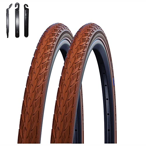 Angebot-Set / 2 x Schwalbe Delta Cruiser Plus Fahrradreifen mit Reflex in Braun 37-622 (28 x 1.40) inkl. 3 Reifenheber von maxxi4you