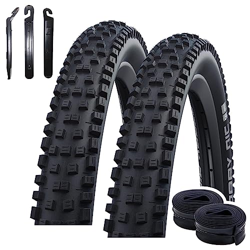 2 x Faltreifen Schwalbe Nobby NIC ADDIX in Schwarz Fahrrad Reifen 57-622 (29 x 2.25) + 2 Schwalbe Schläuche DV19 inkl. 3 Reifenheber von maxxi4you