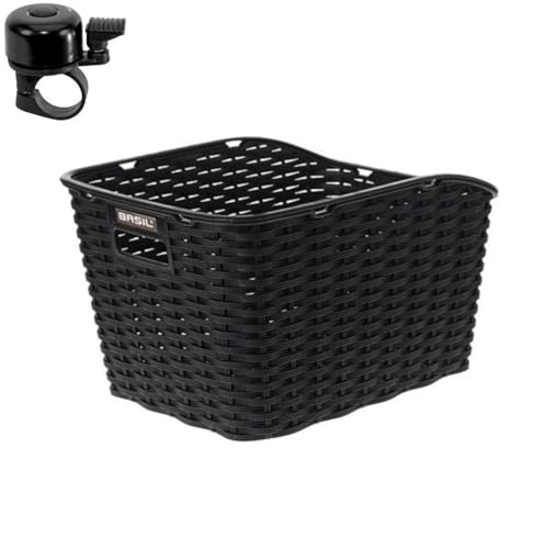 Basil Weave WP Fahrradkorb Gepäckträgerkorb hinten Kunststoff Schwarz inkl. Fahrradklingel Basil Weave WP Fahrradkorb Gepäckträgerkorb hinten Kunststoff Schwarz inkl. Fahrradklingel von maxxi4you