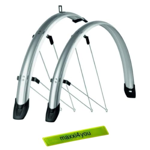 Fahrrad Schutzblech -Set 28" breit 56 mm Silber inkl Fahrradklingel von maxxi4you