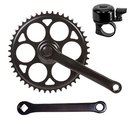 Kurbelgarnitur Tretkurbel Kurbel Kettenradgarnitur 46 Zähne Schwarz inkl. Fahrradklingel Kurbelgarnitur Tretkurbel Kurbel Kettenradgarnitur 46 Zähne Schwarz inkl. Fahrradklingel von maxxi4you