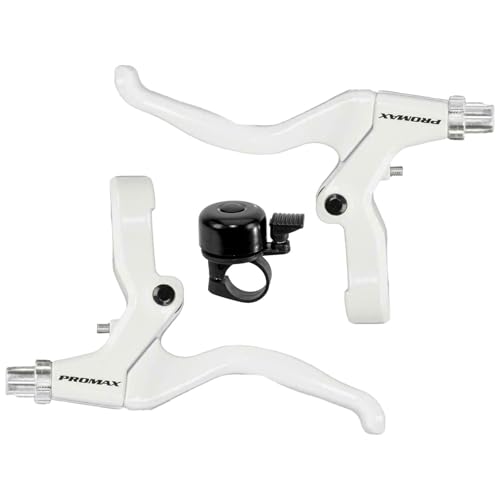 Promax V-Brake Bremsgriffe - Links/rechts/Set - Bremshebel Bremsen-Set Hebel-Set weiß inkl. Fahrradklingel Promax V-Brake Bremsgriffe - Links/rechts/Set - Bremshebel Bremsen-Set Hebel-Set weiß inkl. Fahrradklingel von maxxi4you