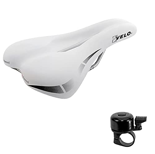 Velo Wide:Channel Touringsattel Fahrradsattel weiß inkl. Fahrradklingel Velo Wide:Channel Touringsattel Fahrradsattel weiß inkl. Fahrradklingel von maxxi4you