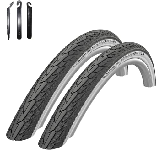 maxxi4you 2 x Schwalbe RoadCruiser Active K-Guard Weiß/Reflex 42-622 (28 x 1.60) inkl. maxxi4you Reifenheber von maxxi4you