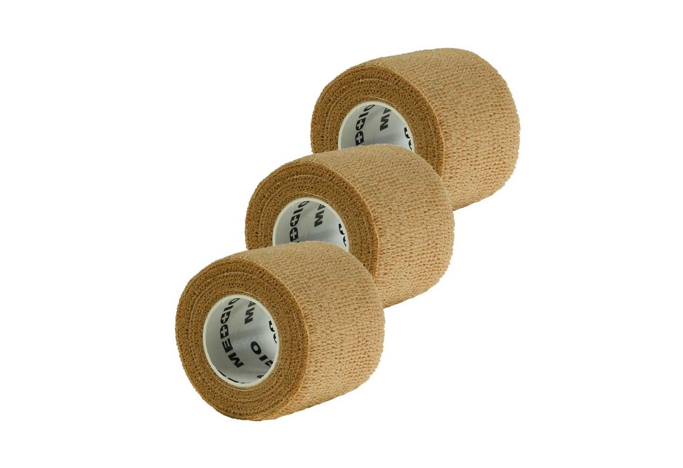 meDDio Pferdebandage 1/3/6 Haftbandagen Größe+Farbe wählbar - selbsthaftende Bandage, 3 Stück 5 cm beige von meDDio