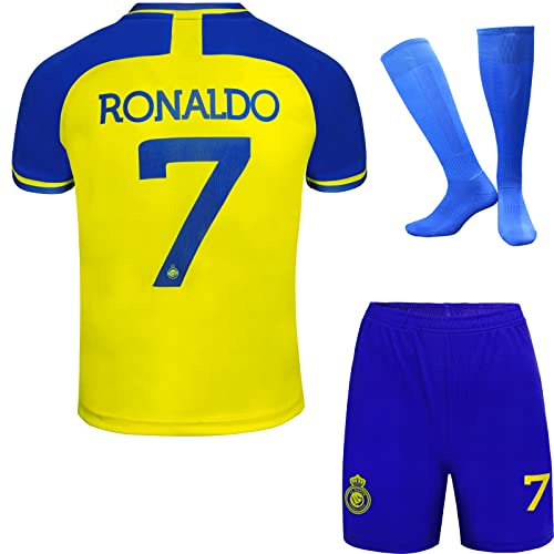 metekoc NASSR Riyadh Al Heim Ronaldo #7 Football Fußball Kinder Trikot Shorts Socken Jugendgrößen (Heim,20) von metekoc