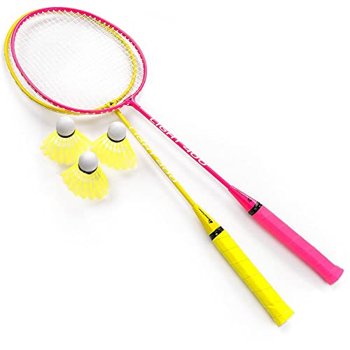 Badmintonschläger Set 2 oder 4 Personen Badminton Set mit Netz für den Garten Einfache Einrichtung Badminton Set für Erwachsene Kinder Kinder Familie mit 3 Shuttercocks von meteor