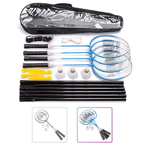 Badmintonschläger Set 2 oder 4 Personen Badminton Set mit Netz für den Garten Einfache Einrichtung Badminton Set für Erwachsene Kinder Kinder Familie mit 3 Shuttercocks Badmintonschläger Set 2 oder 4 Personen Badminton Set mit Netz für den Garten Einfache Einrichtung Badminton Set für Erwachsene Kinder Kinder Familie mit 3 Shuttercocks von meteor