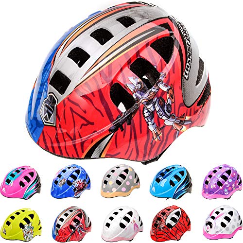 meteor® Kinderfahrradhelm Sicherer Fahrradhelm Kinder-Helm rollerhelm mädchen kinderfahrradhelm für Mountainbike Inliner skaterhelm BMX fahradhelm Scooter Jungen Bike Helmet SIZE: M 52 bis 56 cm 235 g von meteor