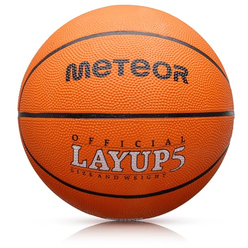 meteor® Layup Kinder Jugend Basketball Größe #5 ideal auf die Kinderhände von 4-8 Jährigen abgestimmt idealer Basketball für Ausbildung weicher Basketball (Größe 5 (Kinder), Orange) von meteor