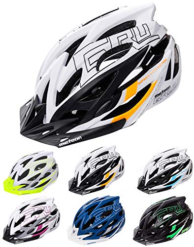 meteor Fahrradhelm Herren Damen Kinder-Helm MTB rollerhelm kinderfahrradhelm Mountainbike rennradhelm Inliner skaterhelm BMX fahradhelm Scooter Jungen Bike Helmet L 58-61 cm Weiß/Schwarz/Orange meteor Fahrradhelm Herren Damen Kinder-Helm MTB rollerhelm kinderfahrradhelm Mountainbike rennradhelm Inliner skaterhelm BMX fahradhelm Scooter Jungen Bike Helmet L 58-61 cm Weiß/Schwarz/Orange von meteor