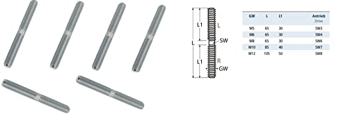 mgverkauf 10 Stück Gewindebolzen ESS Edelstahl A4 rechts/Links Gewinde Gewindestück Gewindestift (M10) von mgverkauf